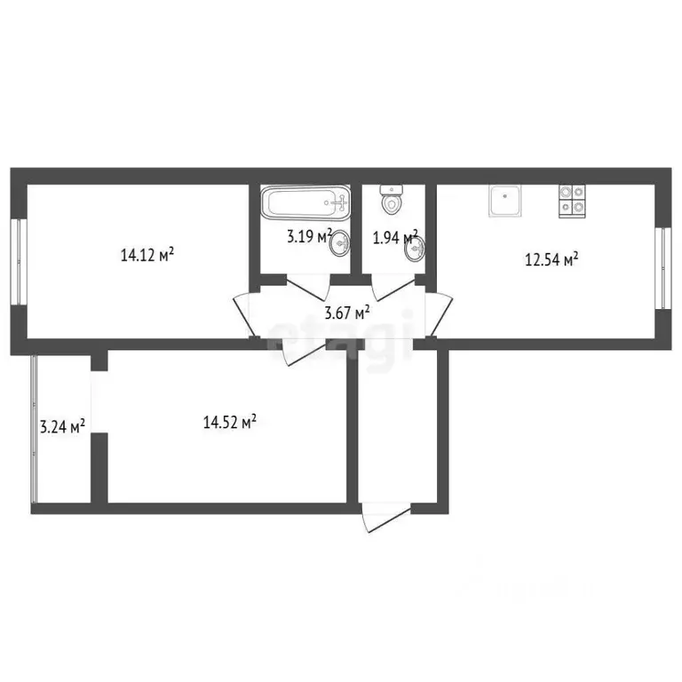 2-к кв. Костромская область, Кострома ул. Димитрова, 17 (57.9 м) - Фото 0