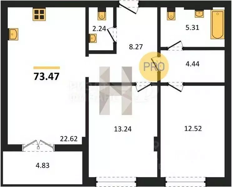 1-к кв. Калининградская область, Гурьевск Включи жилой комплекс (43.25 ... - Фото 1