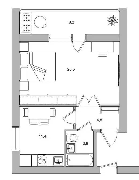 1-комнатная квартира: Чигири, Европейская улица, 9/1 (44.6 м) - Фото 1