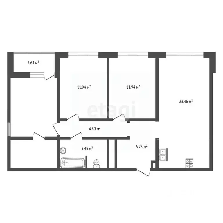 3-к кв. Тюменская область, Тюмень ул. Селекционная, 8 (80.9 м) - Фото 1