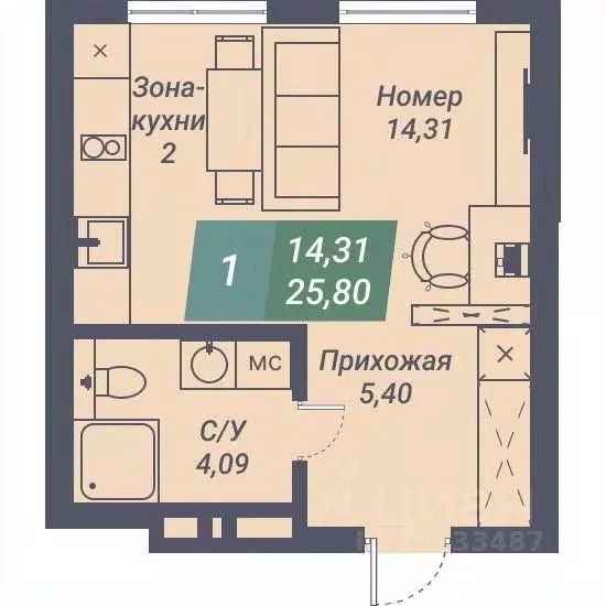 Студия Новосибирская область, Новосибирск Светлановская ул., 46/1 ... - Фото 0