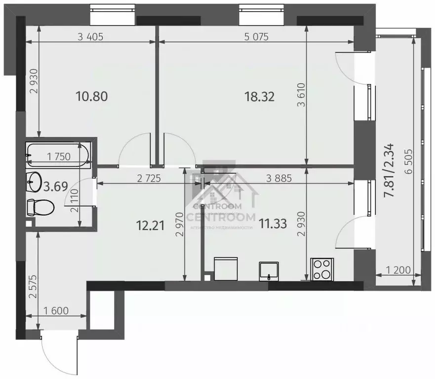 2-к кв. Татарстан, Казань Бухарская ул., 32к1 (59.0 м) - Фото 1