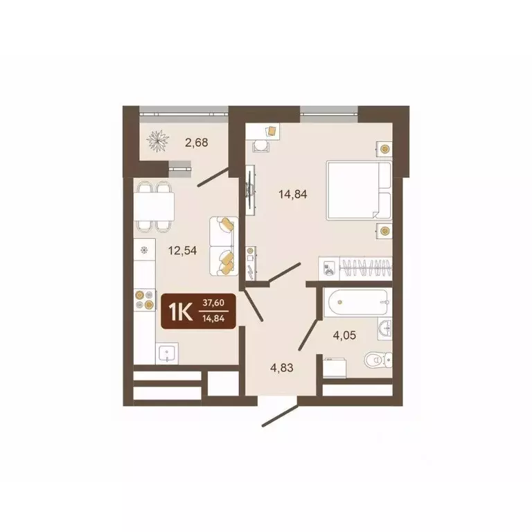 1-к кв. Кемеровская область, Новокузнецк Макеевская ул. (37.6 м) - Фото 2