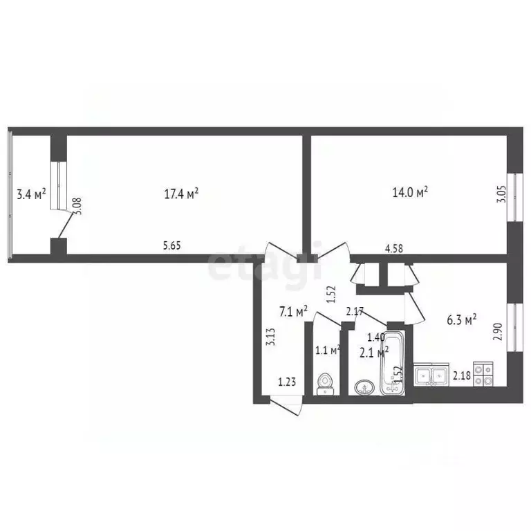 2-к кв. Самарская область, Самара ул. Авроры, 181 (48.4 м) - Фото 2