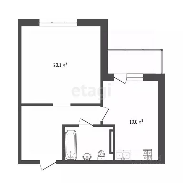 1-к кв. Тюменская область, Тюмень ул. Федюнинского, 30к2 (44.9 м) - Фото 1