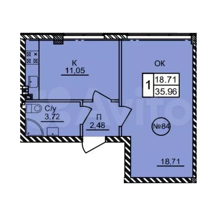 1-к. квартира, 36 м, 1/3 эт. - Фото 0