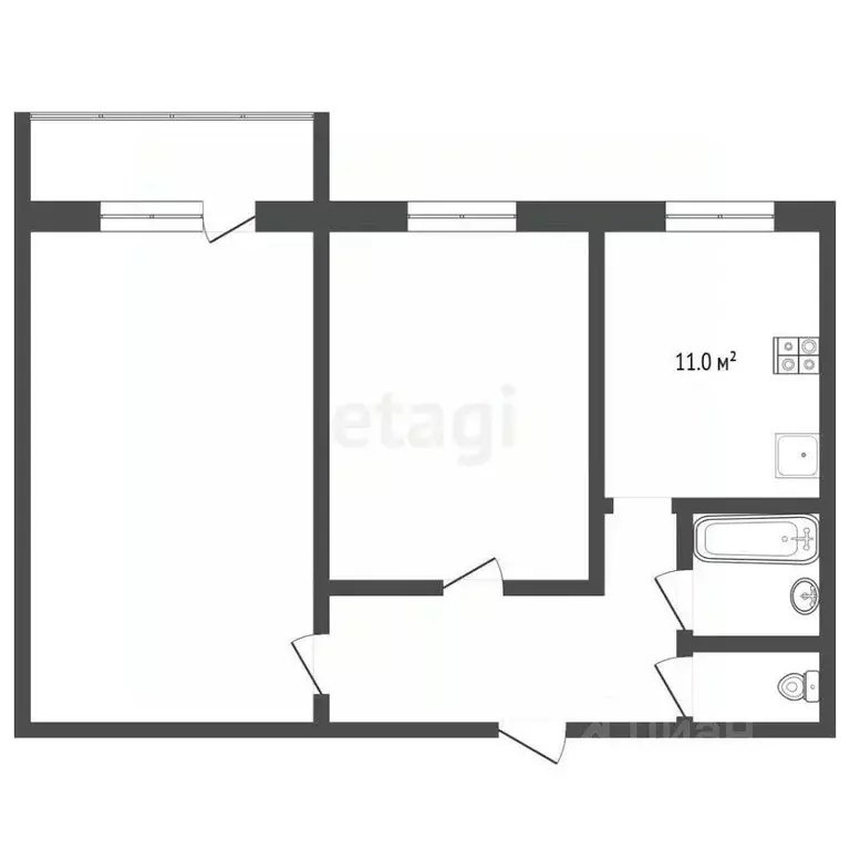 2-к кв. Владимирская область, Муром Ленинградская ул., 36/2 (52.2 м) - Фото 1