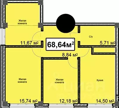 3-к кв. Ставропольский край, Ессентуки ул. Благодатная, 24 (68.64 м) - Фото 0