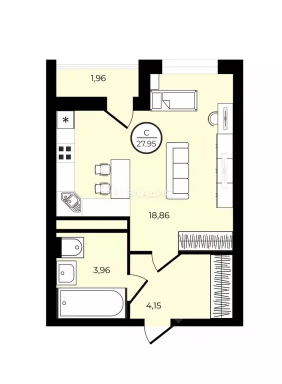 Студия Ленинградская область, Мурино Всеволожский район, Новая ул., ... - Фото 2