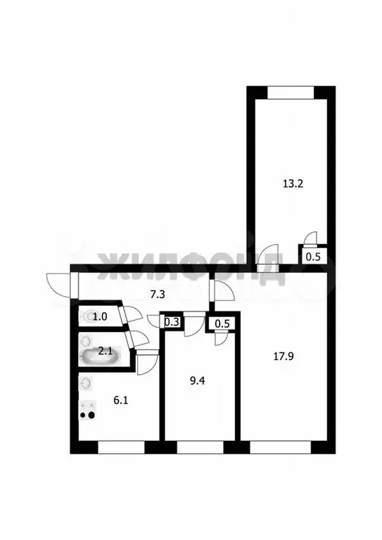 3-к. квартира, 58,3 м, 1/5 эт. - Фото 0