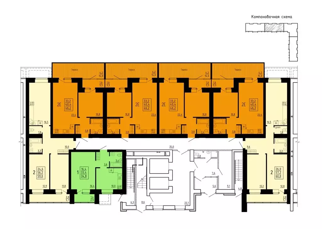 2-комнатная квартира: село Засечное, улица Натальи Лавровой, 20 (60 м) - Фото 2
