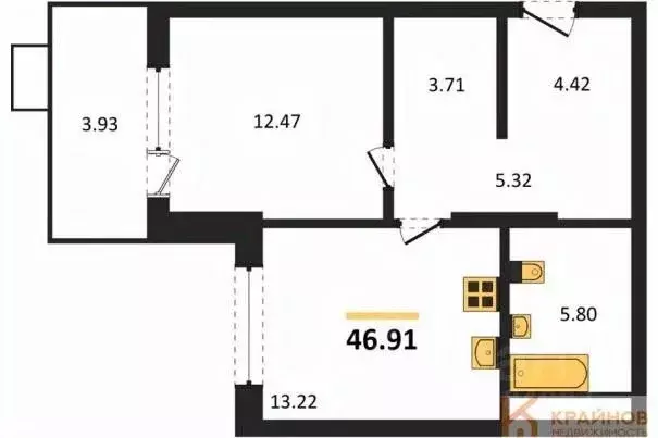 1-к кв. Воронежская область, Воронеж наб. Чуева, 7 (46.91 м) - Фото 0