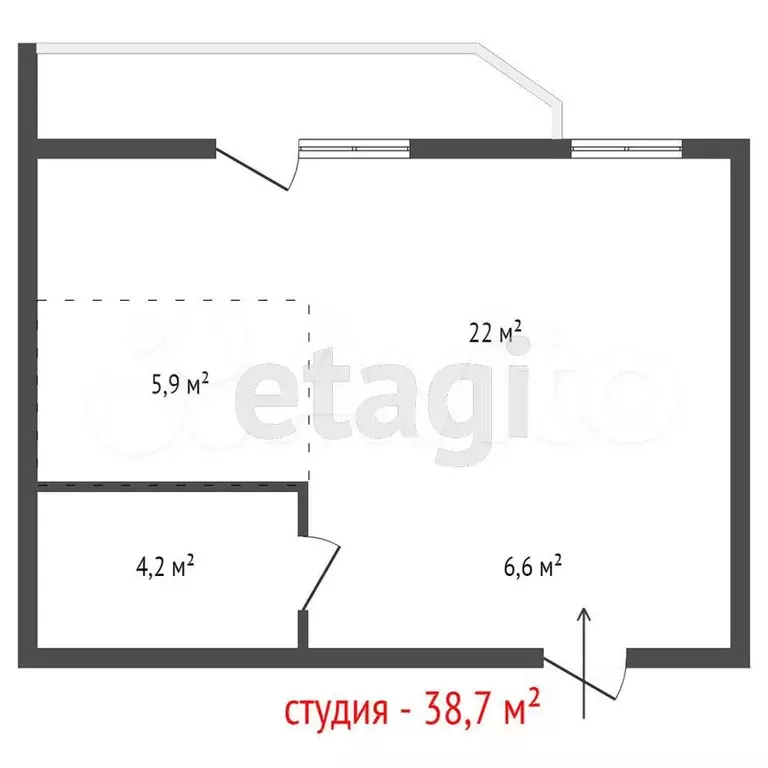 Квартира-студия, 39 м, 16/21 эт. - Фото 0