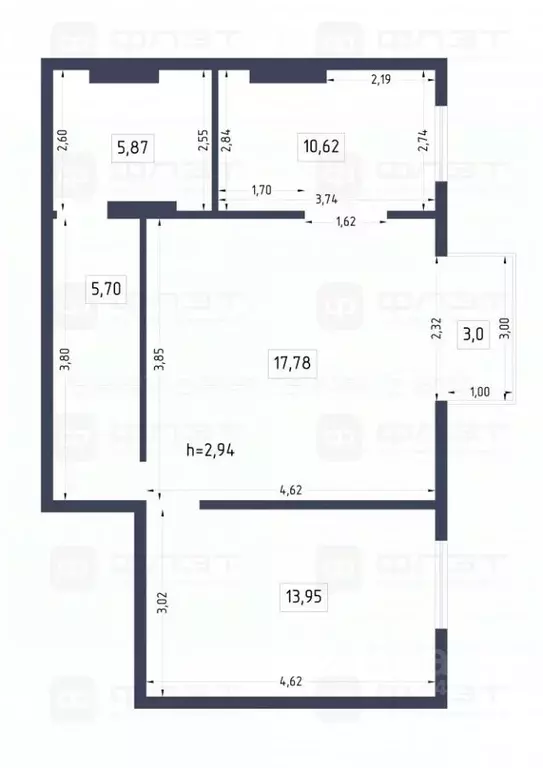 2-к кв. Татарстан, Казань ул. Достоевского, 76 (54.3 м) - Фото 1