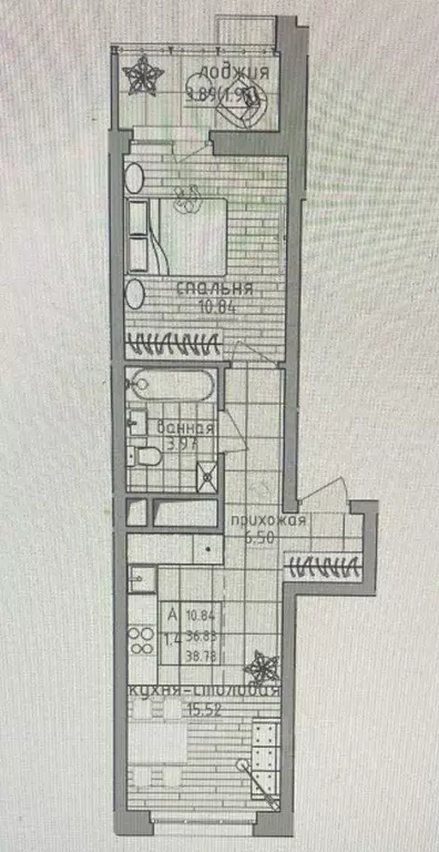 1-к кв. Татарстан, Казань ул. Четаева, 43А (39.0 м) - Фото 0