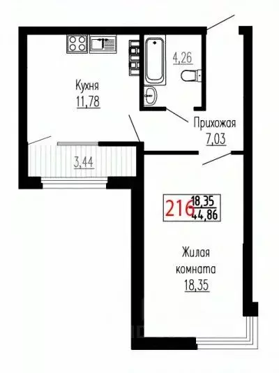 1-к кв. Свердловская область, Екатеринбург ул. Лыжников, 3 (44.8 м) - Фото 0