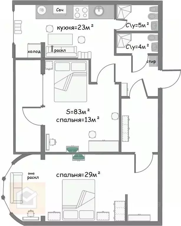 2-к кв. Крым, Евпатория ул. Московская, 22В (83.0 м) - Фото 2