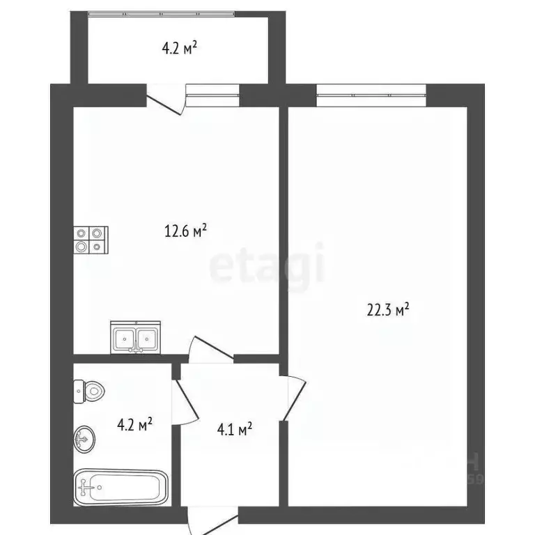 1-к кв. Тамбовская область, Тамбов ул. Карла Маркса, 20Г (46.7 м) - Фото 2
