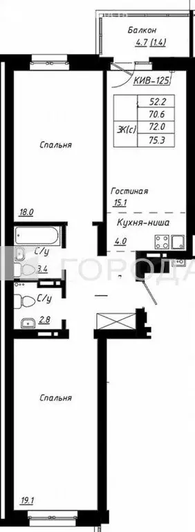 3-комнатная квартира: Барнаул, Павловский тракт, 196к4 (72 м) - Фото 1