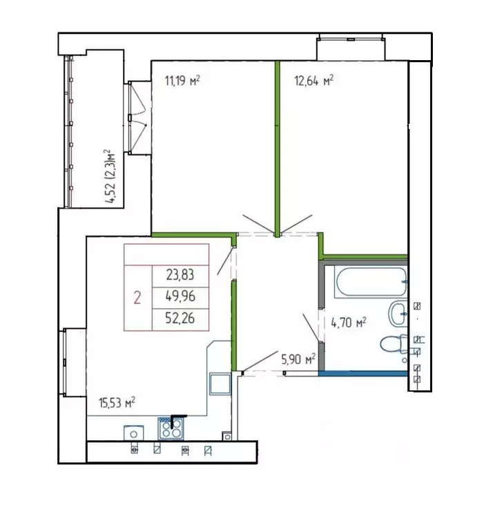 2-к кв. Костромская область, Кострома Депутатская ул., 78 (54.0 м) - Фото 2