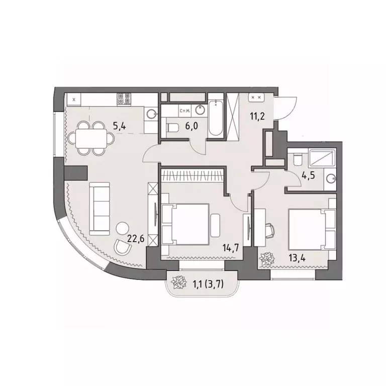 3-к кв. Москва Родина Парк жилой комплекс, к5 (78.9 м) - Фото 0