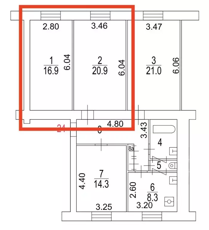 Комната, 37.79 м - Фото 2