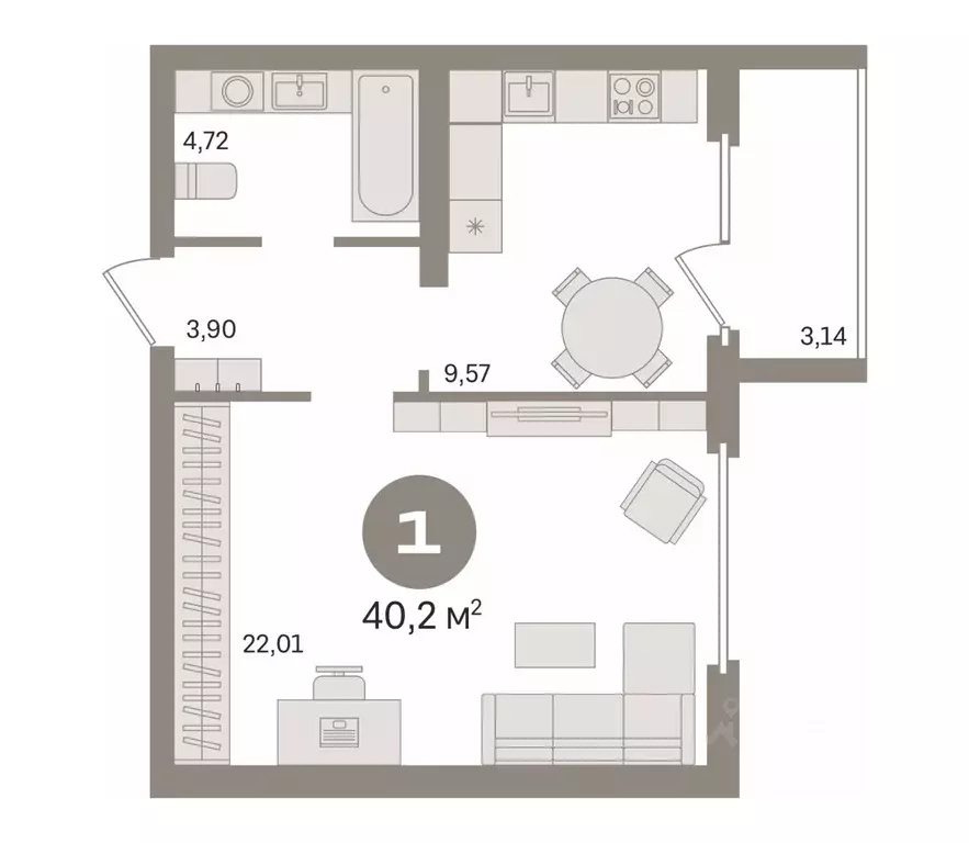 1-к кв. ханты-мансийский ао, сургут ул. иосифа каролинского, 10 (40.5 . - Фото 1