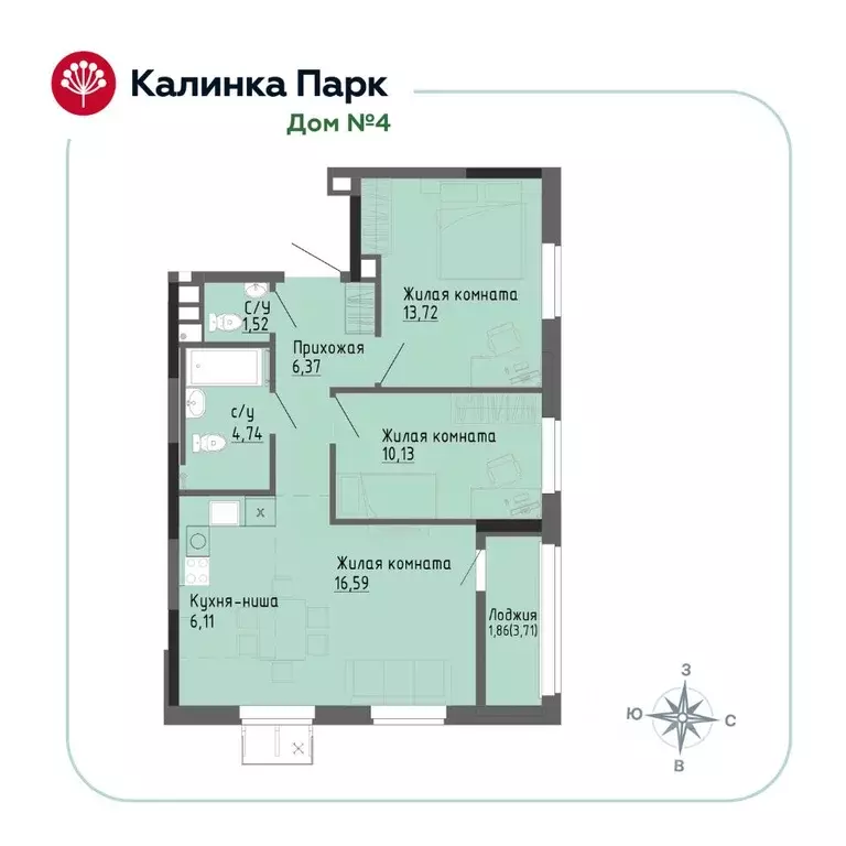 2-к кв. Удмуртия, Ижевск Восток-3 МОТ СНТ, 90 (60.6 м) - Фото 0