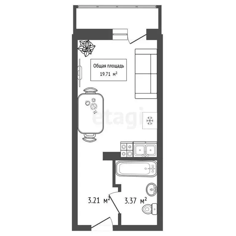 Квартира-студия: Новосибирск, улица Твардовского, 22/6 (19.71 м) - Фото 1