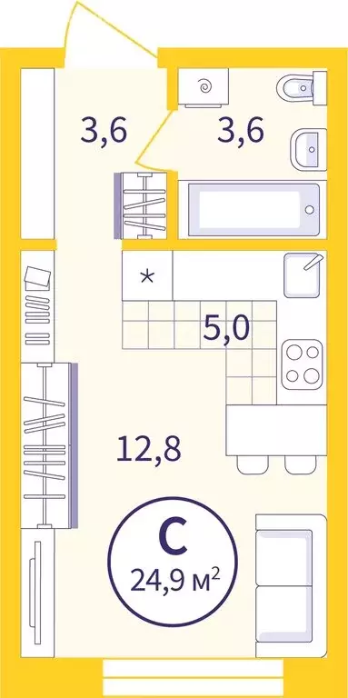 Квартира-студия: Екатеринбург, улица Репина, 111 (24.97 м) - Фото 0