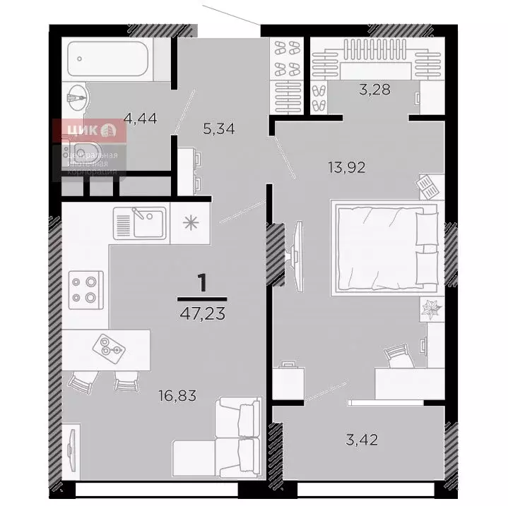 1-комнатная квартира: Рязань, Московское шоссе, 3 (47.23 м) - Фото 0