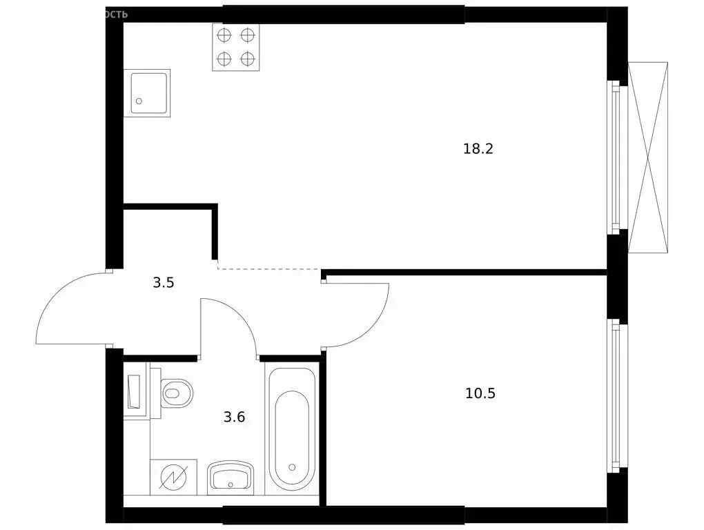 1-комнатная квартира: Новоселье, Невская улица, 12В (35.8 м) - Фото 0
