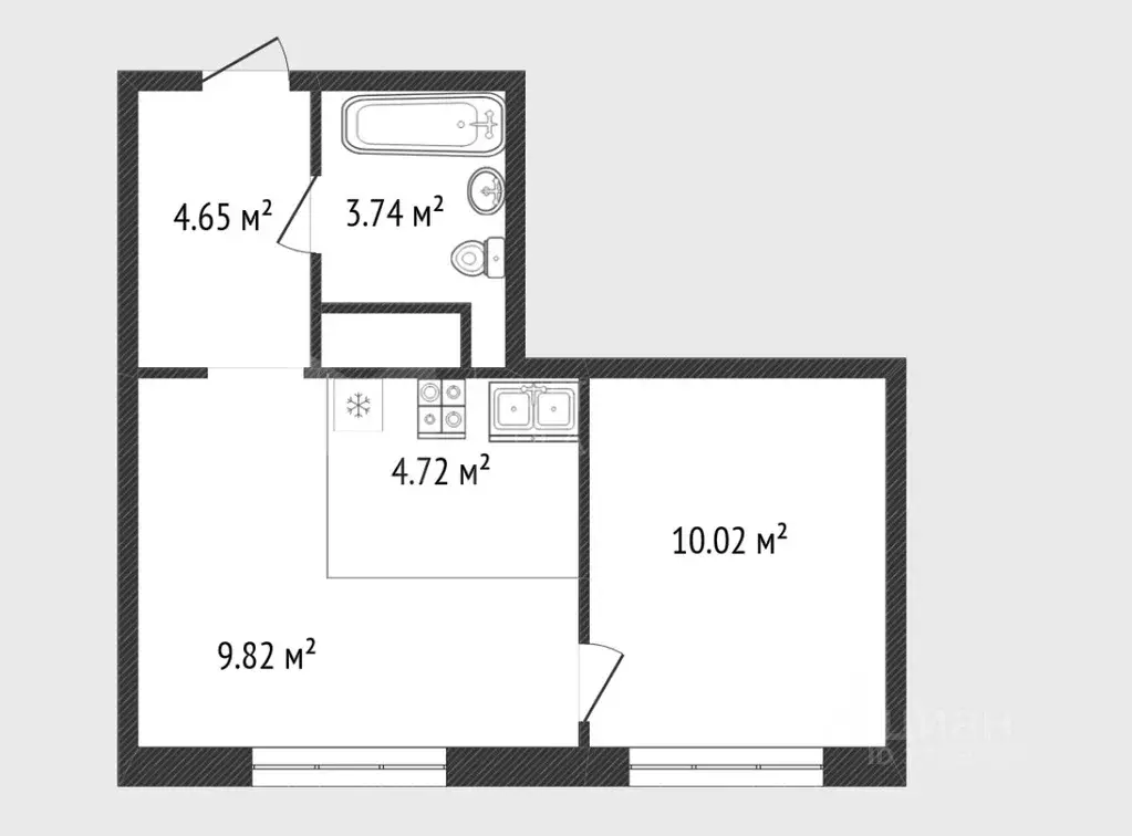Студия Тюменская область, Тюмень Олимпийская ул., 12 (21.0 м) - Фото 1