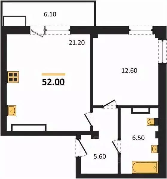 1-к кв. Севастополь ул. Токарева, 18Дк1 (52.0 м) - Фото 2