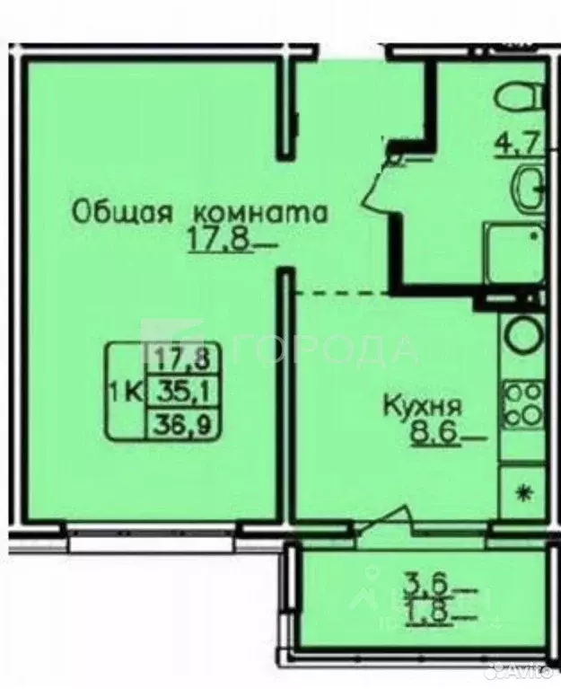 1-к кв. Алтайский край, Барнаул ул. Солнечная Поляна, 81 (36.9 м) - Фото 2