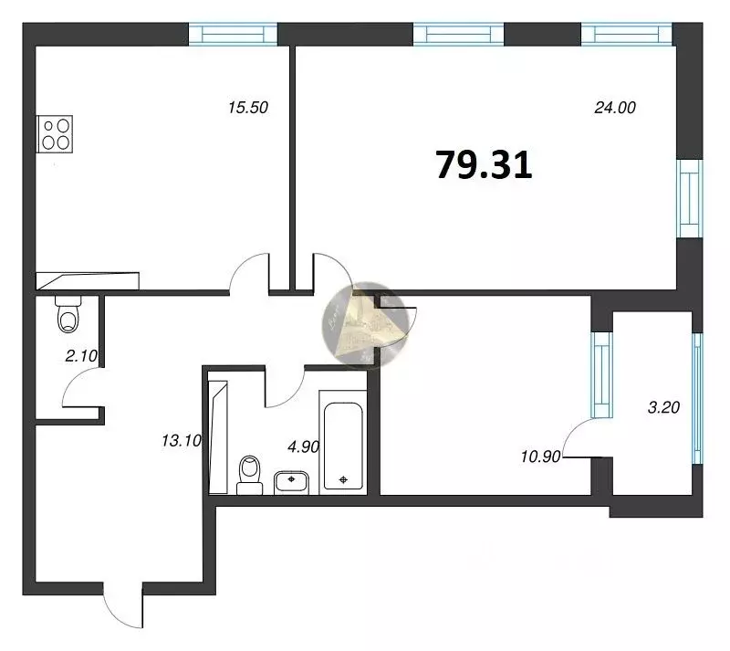 2-к кв. Санкт-Петербург Планерная ул., 99 (79.31 м) - Фото 2