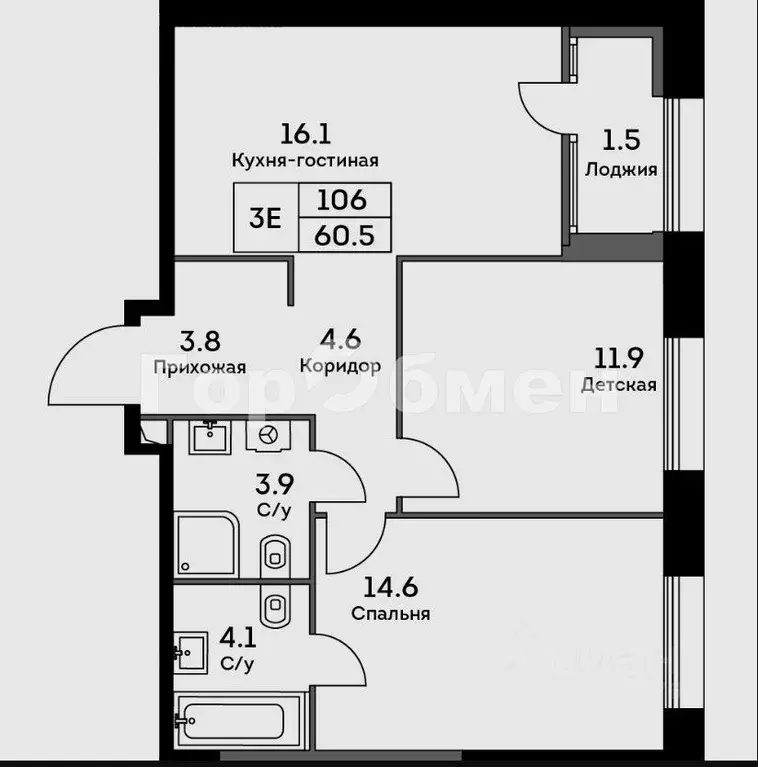 3-к кв. Москва Дербеневская ул., 20А (60.5 м) - Фото 2