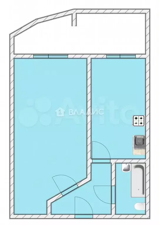 1-к. квартира, 40,6 м, 6/9 эт. - Фото 0