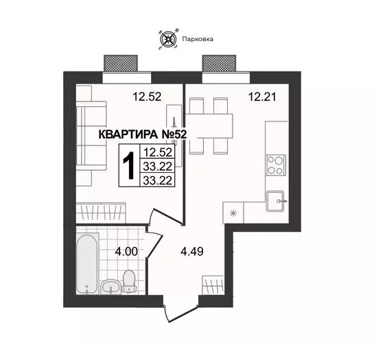 1-комнатная квартира: Муром, 3-я Новослободская улица (33.22 м) - Фото 0