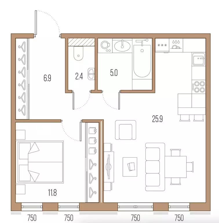 1-комнатная квартира: Санкт-Петербург, набережная Чёрной речки, 35 (52 ... - Фото 1