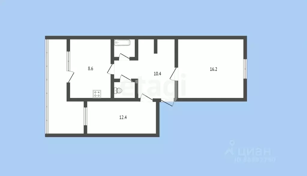 2-к кв. Карачаево-Черкесия, Черкесск ул. Лободина, 55А (51.3 м) - Фото 0
