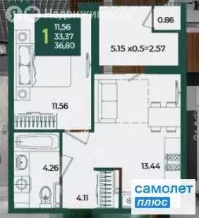 1-комнатная квартира: Краснодар, микрорайон Образцово (36.8 м) - Фото 0
