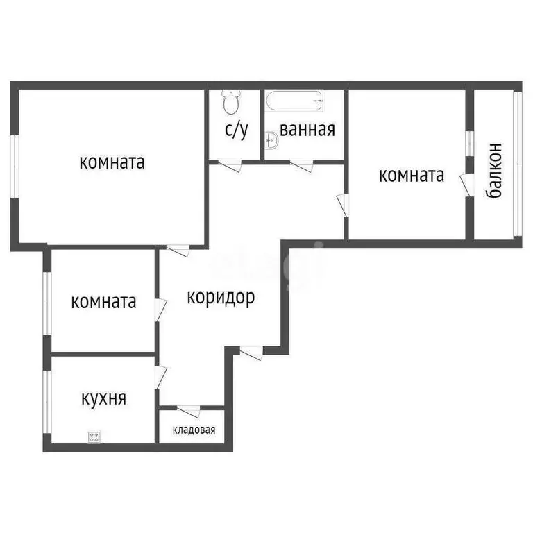 3-комнатная квартира: Курган, улица Кравченко, 61 (62.9 м) - Фото 1