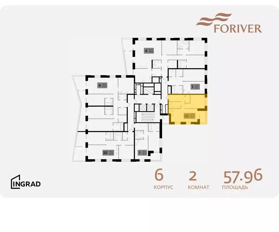 2-к кв. Москва Г мкр, Форивер жилой комплекс, 6 (57.96 м) - Фото 1