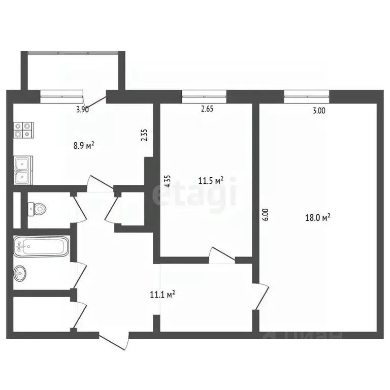 2-к кв. Ямало-Ненецкий АО, Новый Уренгой Советский мкр, 3/1 (56.2 м) - Фото 2