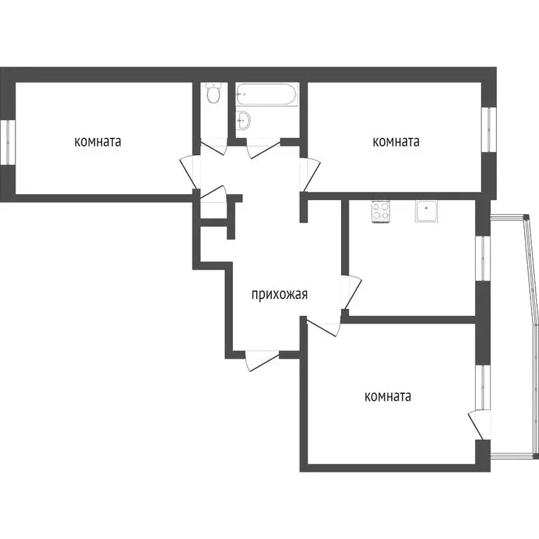3-комнатная квартира: Улан-Удэ, улица Радикальцева, 4 (66.5 м) - Фото 1