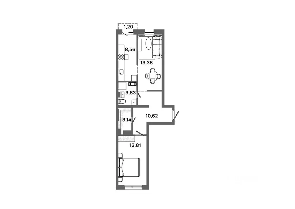 2-к кв. Ханты-Мансийский АО, Сургут 30А мкр,  (53.7 м) - Фото 0