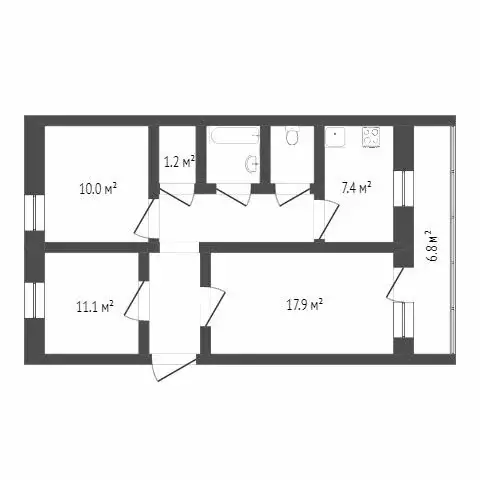 3-комнатная квартира: Ишим, улица Шаронова, 5А (59.9 м) - Фото 1