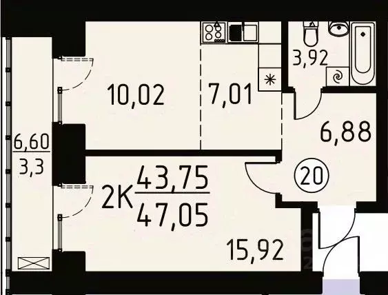 2-к кв. Томская область, Томский район, д. Кисловка, Северный мкр ул. ... - Фото 1
