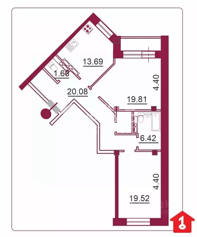 2-к кв. Омская область, Омск ул. Перелета, 19 (81.1 м) - Фото 2